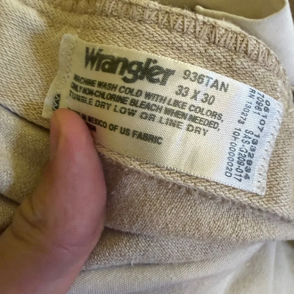 Wrangler 936TAN Cowboy Cut Slim Fit Jeans Mens 33x30 Tan Khaki Denim Straight
